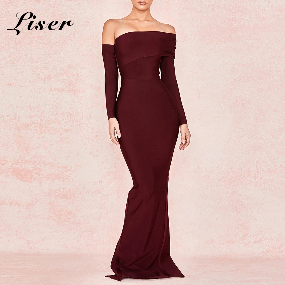 

Liser 2019 New Summer Women Dress Slash Neck Bandage Dress Sexy Bodycon Elegant Celebrity Party Yellow Burgundy Dresses Vestidos