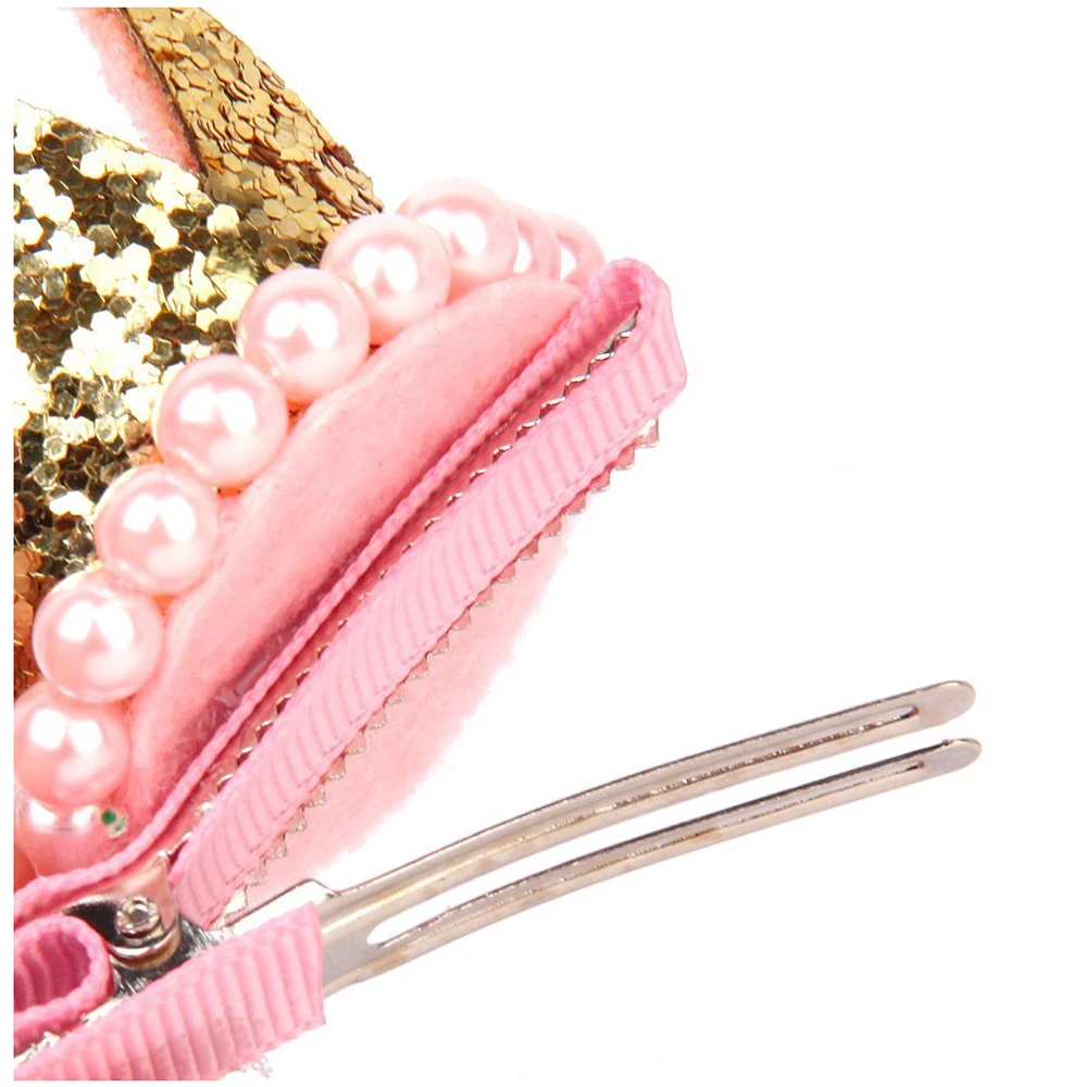 HHFF 1 x Cute Crown-Shape Alligator Clip Hair Barrette Clip Hairpin for Baby Girl's Birthday Party Gift(Gold Sequins