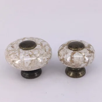 1x Antique Furniture Knobs Single Hole round Marble Vein Ceramic Knobs and Handles Kitchen Cupboard Cabinet Door Drawer Pulls