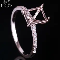 Helon 8x6 мм Подушки проложить 0.15ct Природный Маунт Semi Новый Дизайн модные вечерние ювелирные изделия SOLID 14 К Роза золото Обручение обручальное