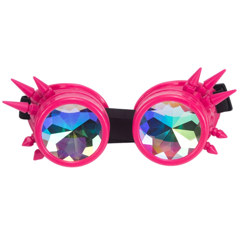 Калейдоскоп Красочные защитные очки в стиле стимпанк Косплей винтажные заклепки женские ретро очки вечерние EDM - Цвет линз: MG006-P