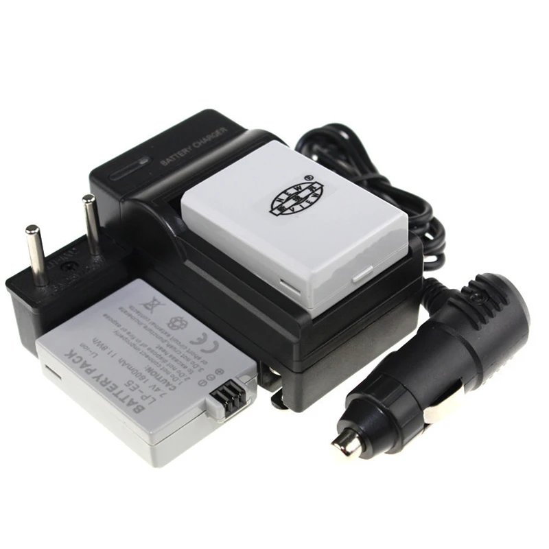 Digital Boy 2pcs LP-E5 LPE5 LP E5 LI-ION Camera Battery 1600mAh +Charger+Car Charger Free Plug For Canon EOS 450D 500D 1000D