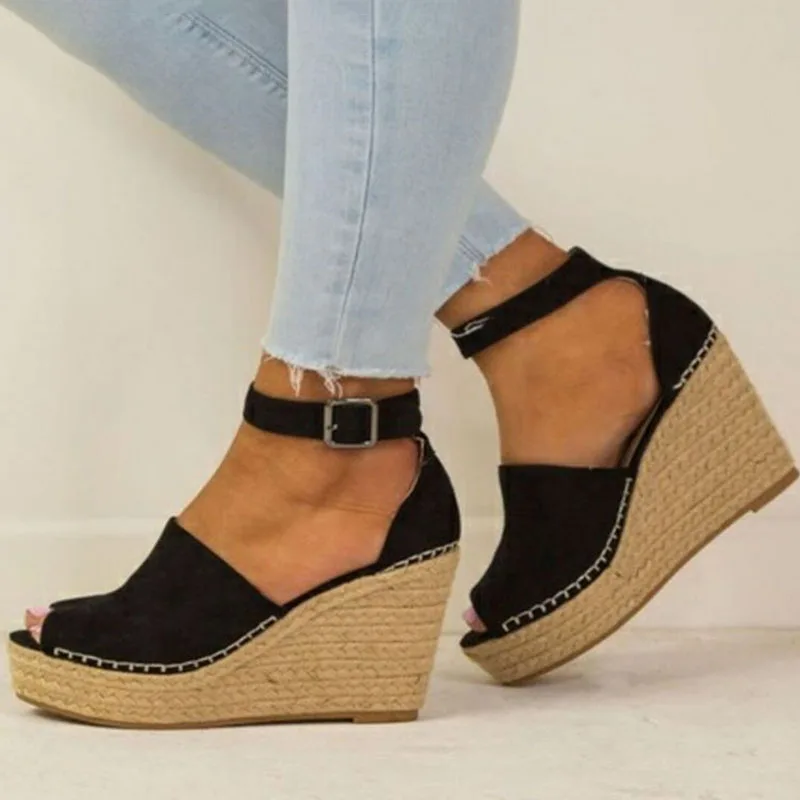 Women Sandals 2019 Fashion Summer Shoes With Wedges Heels Sandalias Mujer Soft Bottom Chunky Heels Women Platform Sandals 43