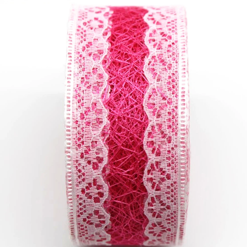 New 1-1/2 38mm lace ribbon 5y/10/20 yards DIY handmade material headdress bow Christmas wedding decoration Bud silk