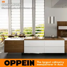 Современный стиль кухонная мебель кабинета древесины зерна в сочетании с белый цвет кухонного шкафа с простым дизайном