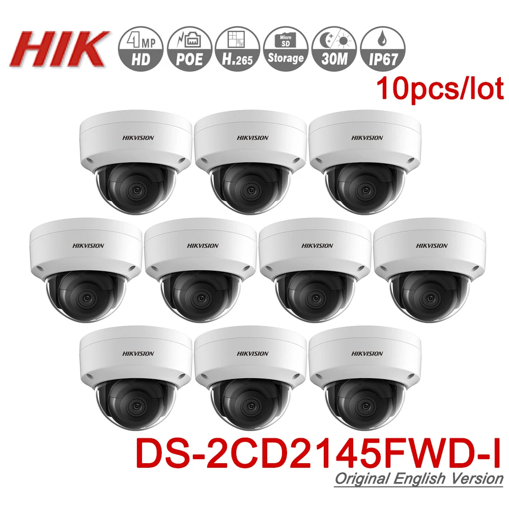 

Hikvision DS-2CD2145FWD-I POE Camera Video Security 4MP IR Network Dome Camera 30M IR IP67 IK10 H.265+ SD card slot 10pcs/lot