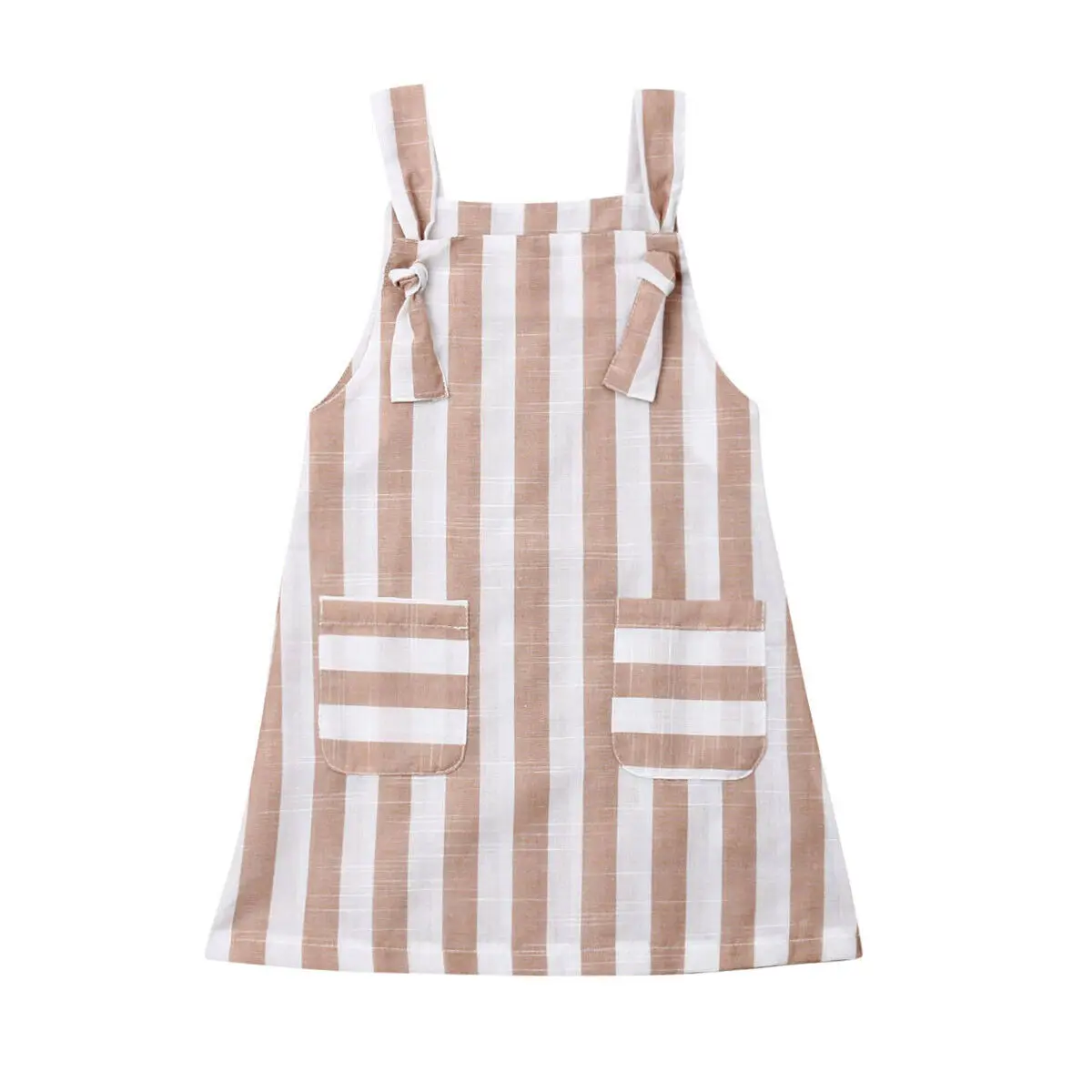

2019 New Style Toddler Kid Baby Girl Bandage Striped Bowknot Clothes Sleeveless Skirt Sundress Dress Outfit Set