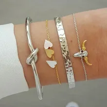 DIEZI Винтаж Богемия узел сердце манжеты браслет для женщин цепочки и браслеты наборы лето золотой цвет Ювелирные изделия Подарки лето