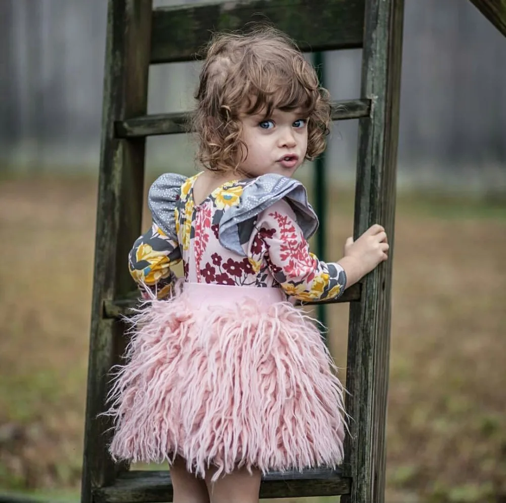 Осенне-зимняя теплая очень плотная юбка принцессы для маленьких девочек розовая плюшевая короткая Пышная юбка-пачка, бальное платье, мини-юбки для маленьких девочек