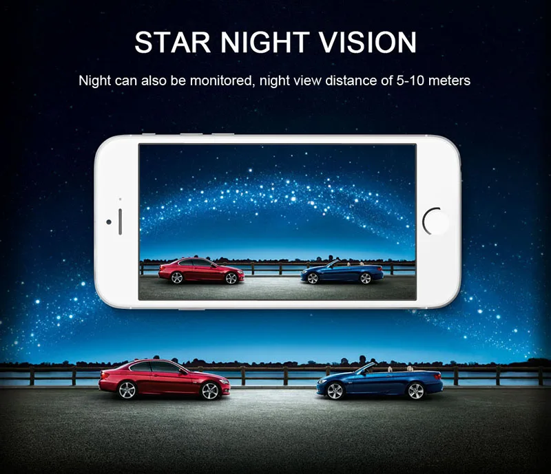WI-FI Реверсивный Камера регистраторы Star Ночное Видение заднего вида Камера с включения-выключения кнопка для IOS и Android телефон