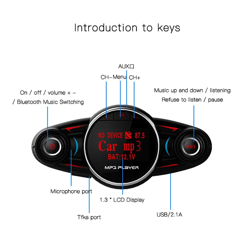 Автомобильный комплект jajabor с Bluetooth Handsfree fm-передатчиком, беспроводной A2DP AUX Аудио Автомобильный mp3 плеер, 1,3 дюймов светодиодный экран, USB Автомобильное зарядное устройство