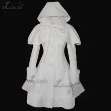 Милое женское теплое длинное пальто, белое зимнее пальто Лолиты с накидкой размера плюс на заказ, abrigos mujer elegante