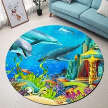 Подводный замок круглые коврики и ковры для детей для дома гостиная пены памяти спальня прихожая Туалет пол двери коврики для ванной