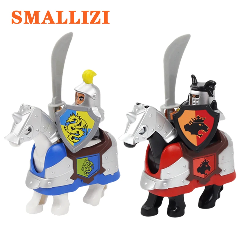 

Knight Large Particle Building Blocks Compatible with Duplo War Horse Soldier Armor Weapon Shield Accessories Brick Kid Toys