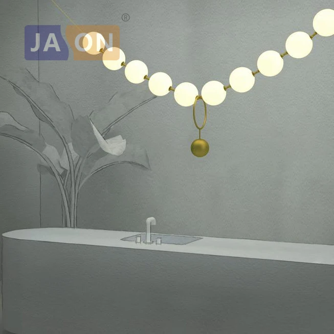 g9 led Postmodern Iron Glass White Golden Necklace Chandelier Lighting Suspension Luminaire Lampen Lustre For Foyer Dinning Room