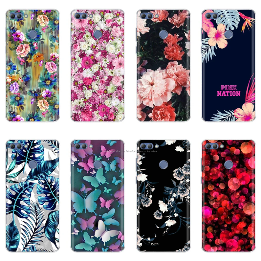 

Huawei P Smart Case TPU Soft Silicone Transparent Flower Back Cover Phone Case For Huawei P Smart Cover FIG-LX1 P Smart Case