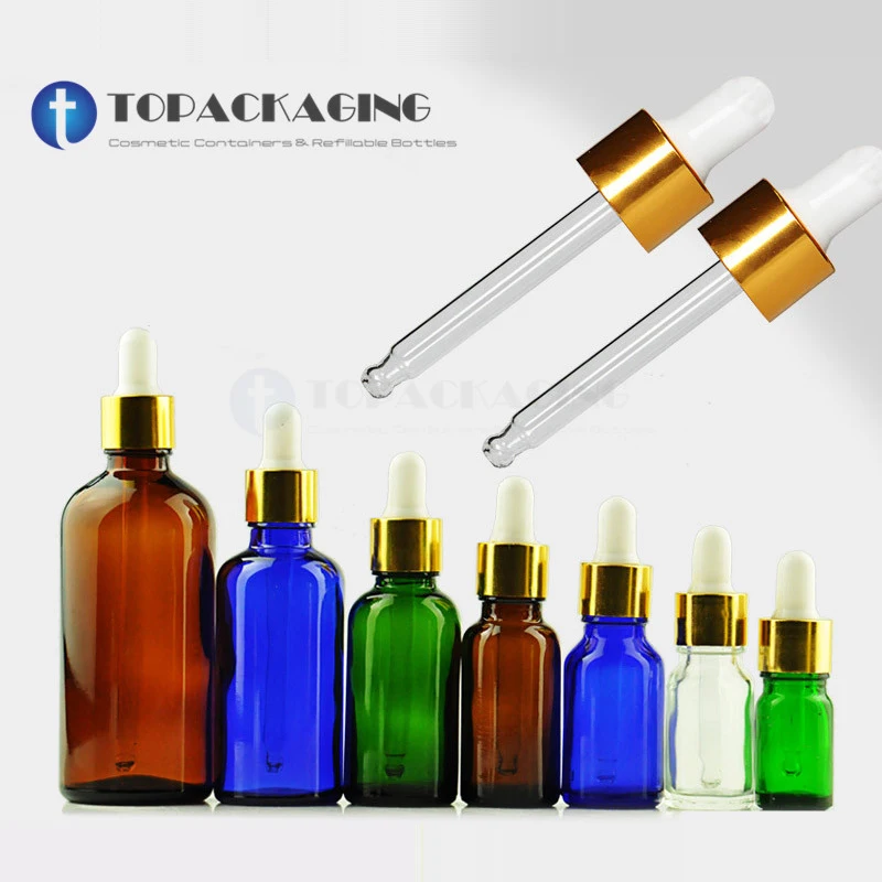 

5/10/15/20/30/50/100ML Dropper Bottle Glass Serum Empty Cosmetic Container Sample Essential Oil Refillable Pack Reagent Pipette