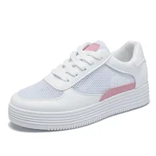 Basket femme/кроссовки на массивном каблуке, Женская Белая обувь, весенняя обувь на платформе, zapatos mujer, на шнуровке, tenis feminino, повседневная обувь на плоской подошве, buty