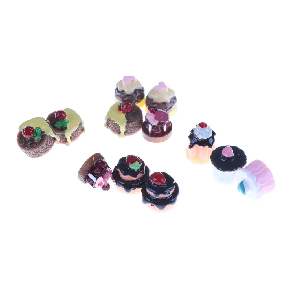 

5pcs/set 1:12 Simulation Resin Cake Model Food Scene Model Mini Cake Dollhouse Miniature Diy Doll House Accessories