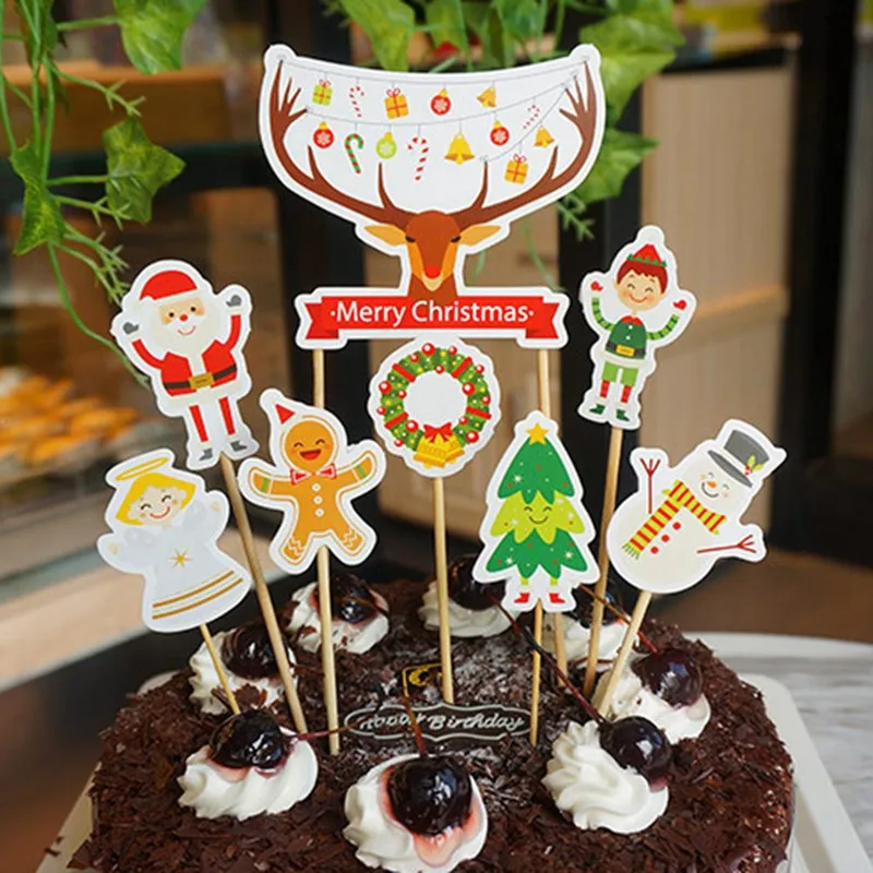 Рождество 9 шт. Санта Клаус кекс Топпер украшения торта год Рождественские украшения для дома Navidad