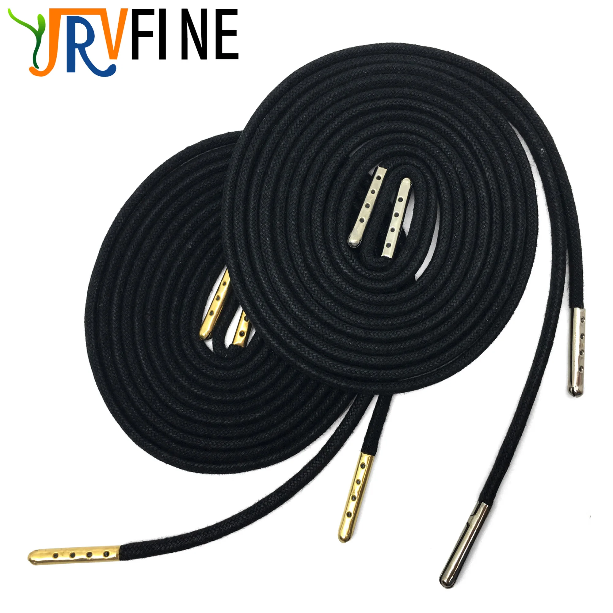 

YJRVFINE 2 Pair 1/7"Thick Round Waxed Cotton Shoelaces with Metal Tips Dress Shoe Laces for Ordinary Boots Sneaker Free Shipping