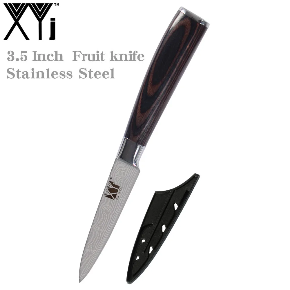 3.5 inch Fruit Knife XYj набор кухонных ножей для нарезки 7Cr17, ножи шеф-повара из нержавеющей стали, супер острое лезвие, нож для суши сашими мяса, нож с деревянной ручкой - Цвет: 3.5 inch Fruit Knife