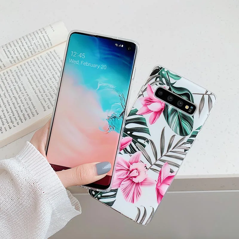 Чехол для телефона с мраморными цветами для samsung A40 A50 A70 S10 lite S8 S9 Note 10 чехол s Чехол для iPhone 11 Pro XR XS Max 7 8 6S Plus