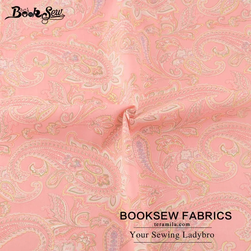 Розовая хлопковая саржевая ткань Booksew с цветочным узором стеганая для