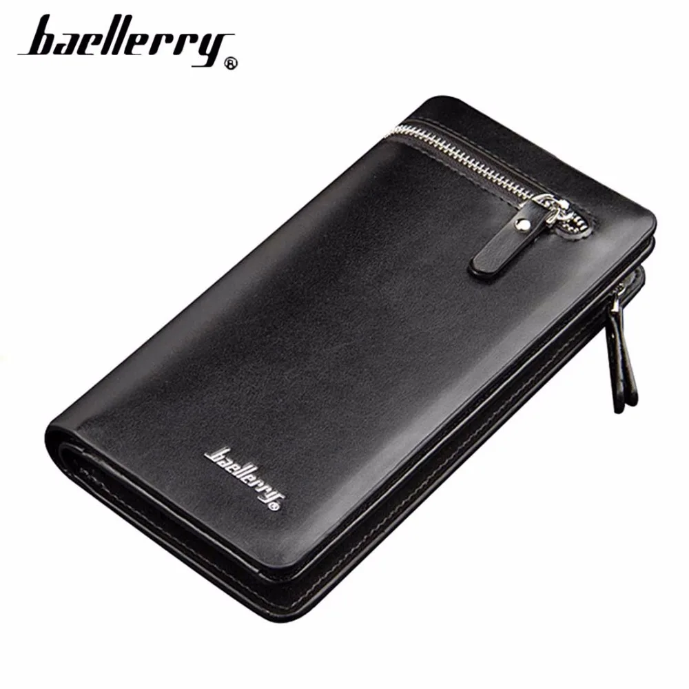 Baellerry Men Wallets Long Business Zipper PU Leather Large Capacity font b Phone b font Pocket