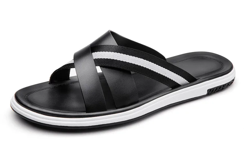 

Summer Trend Fashion Rome Non slip Outdoor Comfortale Flat Slippers Men Mixed Color Leather Comfortable Slippers Free Shipping