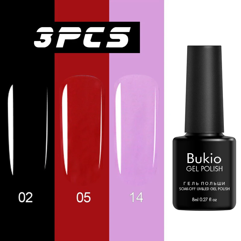 Bukio новой серии 8 мл обычные Гель-лак для ногтей полупостоянно био-Гели Soak Off ногти с uv-фильтром лак выберите ваш любимый цветной лак - Цвет: 02-05-14