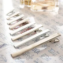 20 шт./лот, заколки для волос родиевого цвета, одинарные шпильки аллигатора с зубами, пустая установка для самостоятельного изготовления заколки для волос