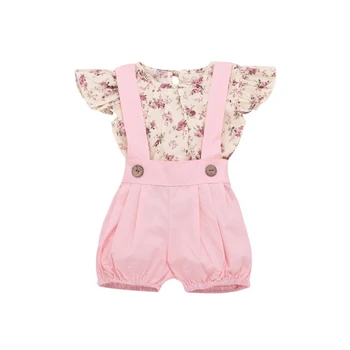 

2PCS Newborn Baby Girl Pink Clothes Long Sleeve Top + Short Pants Baby Clothes Newborn Outfit Clothing Set