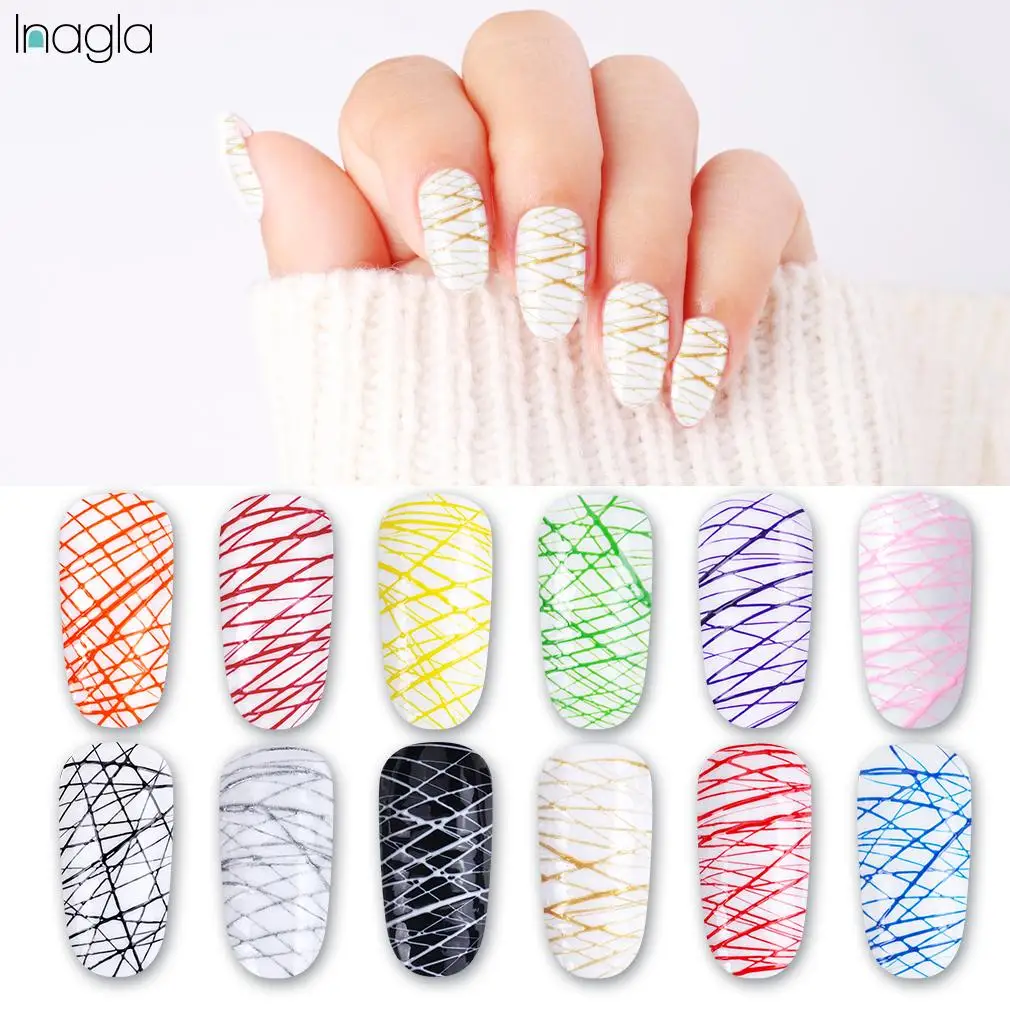 

Inagla 5ml Nail Art Spider Silk Gel Nail Polish High Quality Soak Off 12 Colors Manicure Gel Varnish Long Lasting Base Top Coat