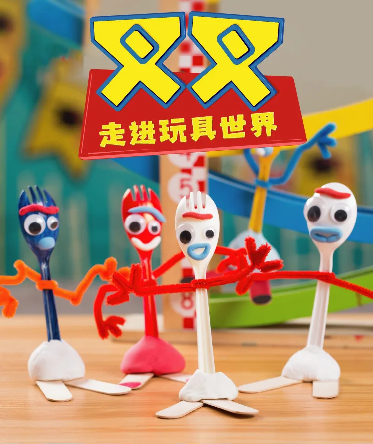 Toy Story 4 Buzz Lightyear Forky Alien Woody Kid Craft Handmade Art DIY Forky Action Figures Toys Kid Educational Toys