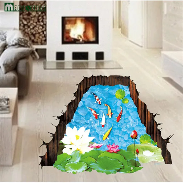 YunXi 3D Vijver Koi Tapijten Woonkamer Slaapkamer Badkamer Vloer ... YunXi 3D Vijver Koi Tapijten Woonkamer Slaapkamer Badkamer Vloer ...