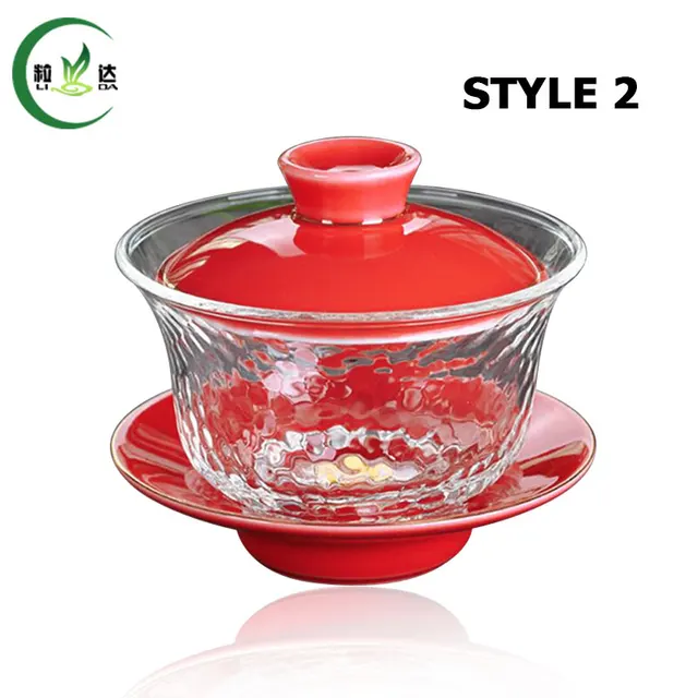 9x9.5cm Porcelain +Glass Gaiwan Teapot Ceramic Green Tea Gaiwan Puer