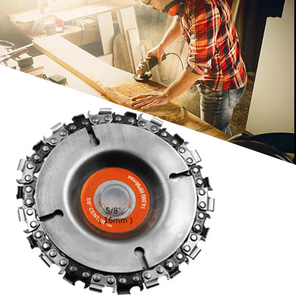 

4 Inch Wood cutting Grinder Disc and Chain 22 Tooth Fine Cut Chain Set For 100mm Angle Grinder Wood Multitool