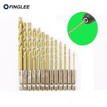 

FINGLEE Power Tools Accessories,HSS High Speed Steel Twist Drill Bit for Metal Titanium Coated Drill 1/4 Hex Shank 1.5- 6.5mm