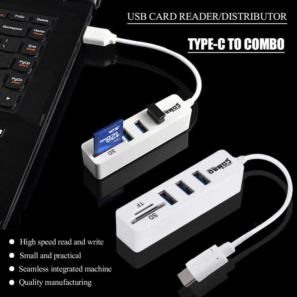 2 в 1 type-C OTG USB 2,0 концентратор USB C разветвитель Combo 3/6 портов USB& SD/TF кардридер Micro USB Combo для ПК ноутбука компьютера