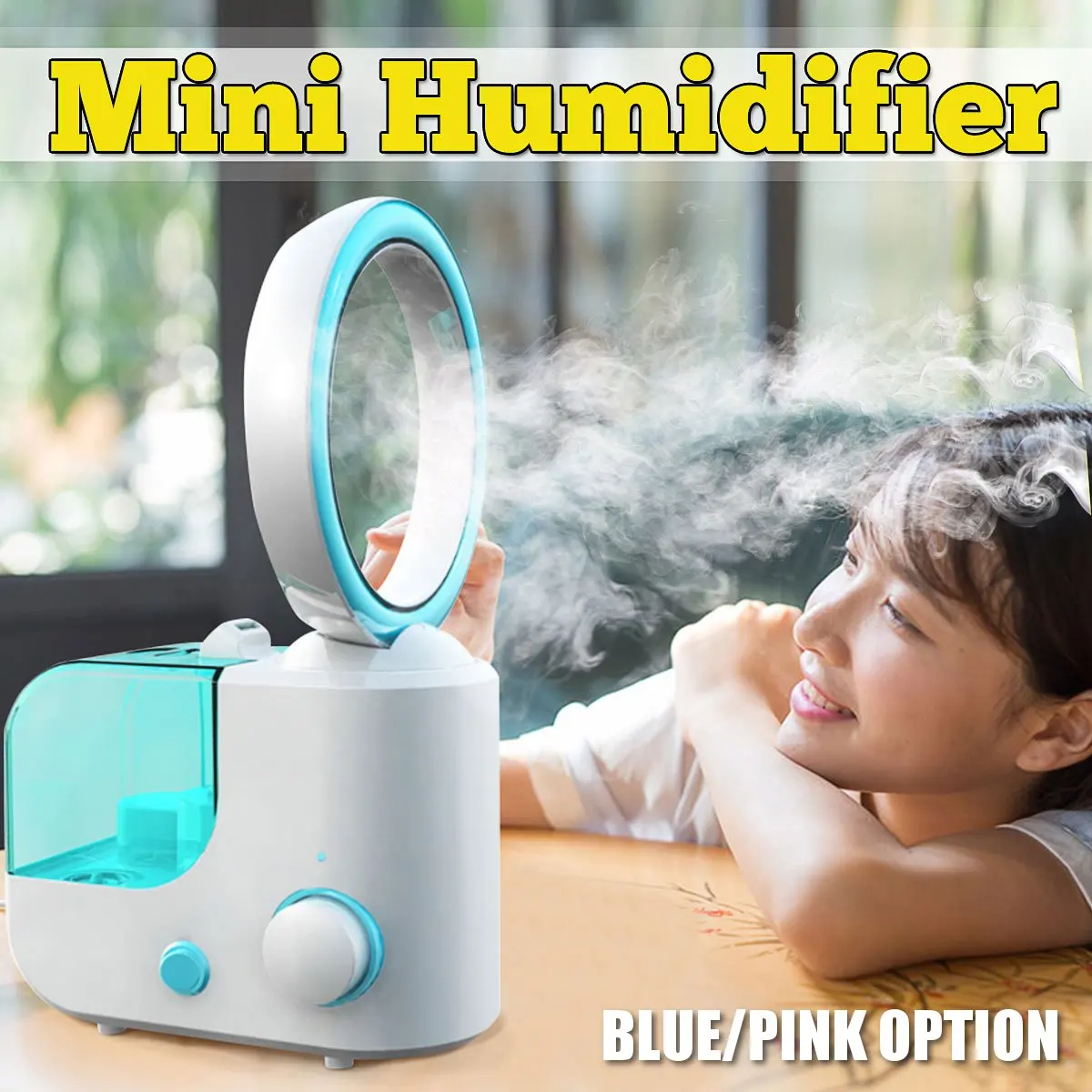 

1000ml Mini Ultrasonic Humidifier Bladeless Fans Air Spraying Diffuser Purifier Home Office Small Air Conditioning Appliance 25W