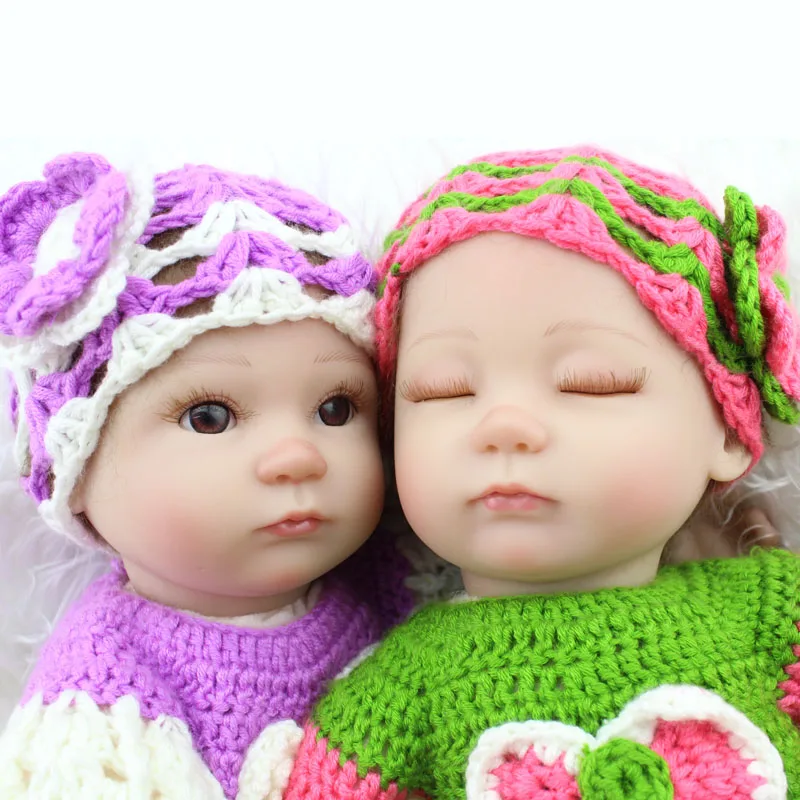 NPKDOLL Reborn baby наряд 16 дюймов см 45 см куклы вязанные розовые фиолетовые куклы шляпа милые аксессуары близнецы Дети Рождественский подарок