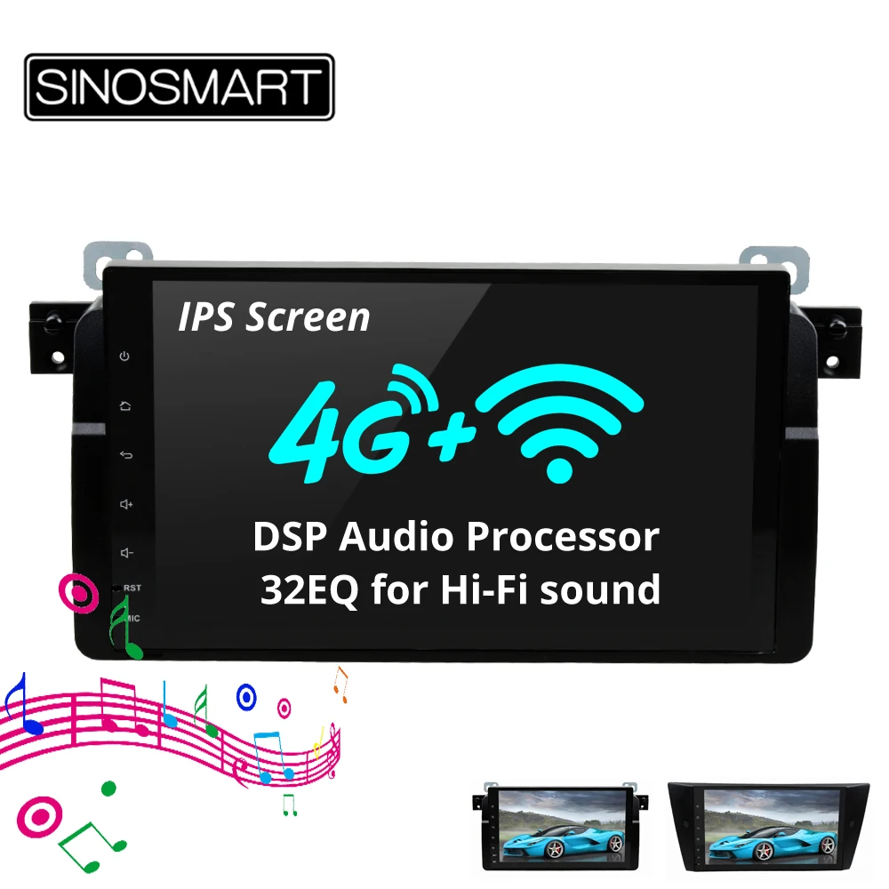

SINOSMART 8 Core CPU 4G RAM IPS Screen Car Navigation GPS Player for BMW E46 E90 E91 E91 E92 E93 32EQ support 4G SIM card