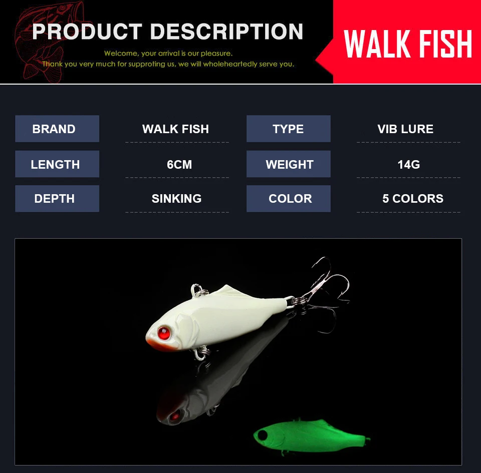 WALK FISH, 1 шт., 6 см, 14 г, VIB, рыболовные бионические приманки, приманка для рыбы, жесткая приманка, Вибрирующая приманка, кренкбейт, приманка для рыбы, приманка для окуня, крючки