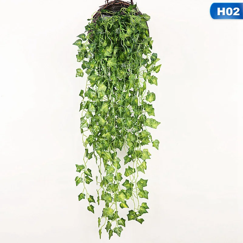 Популярный Домашний декор зеленый лист растений искусственный цветок пластиковое украшение из плюща Искусственные цветы стены - Цвет: 2