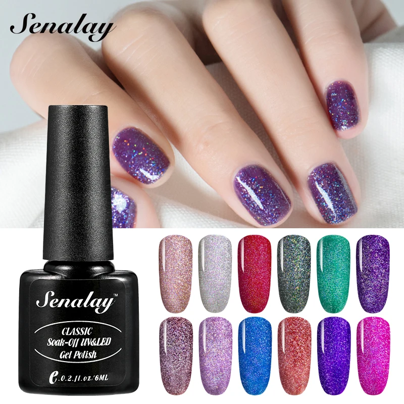 

Senalay Gel Varnish UV Gel Lacquer Permanent Nail Polish Rainbow Colorful Glitter Set Varnish Hybrid Nail Art All For Manicure