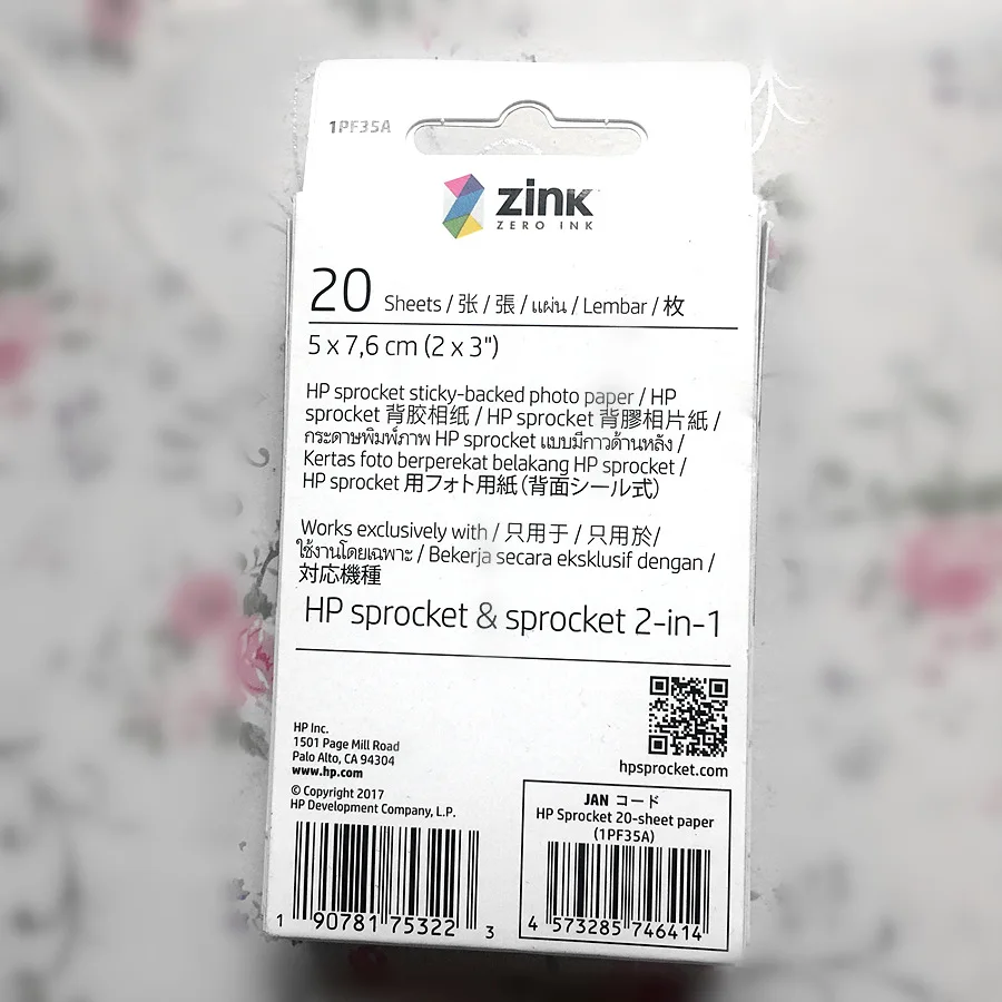 Фотобумага Zink 5*7,6 см(2x3 дюйма) для hp Sprocket photo Printer без чернил с липкой основой Diy фотопечать 20/40 листов