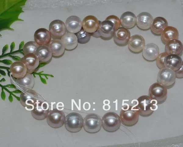 

wb 00115 Natural Rare multicolor 2strs AA++11-12mm luster round freshwater pearl