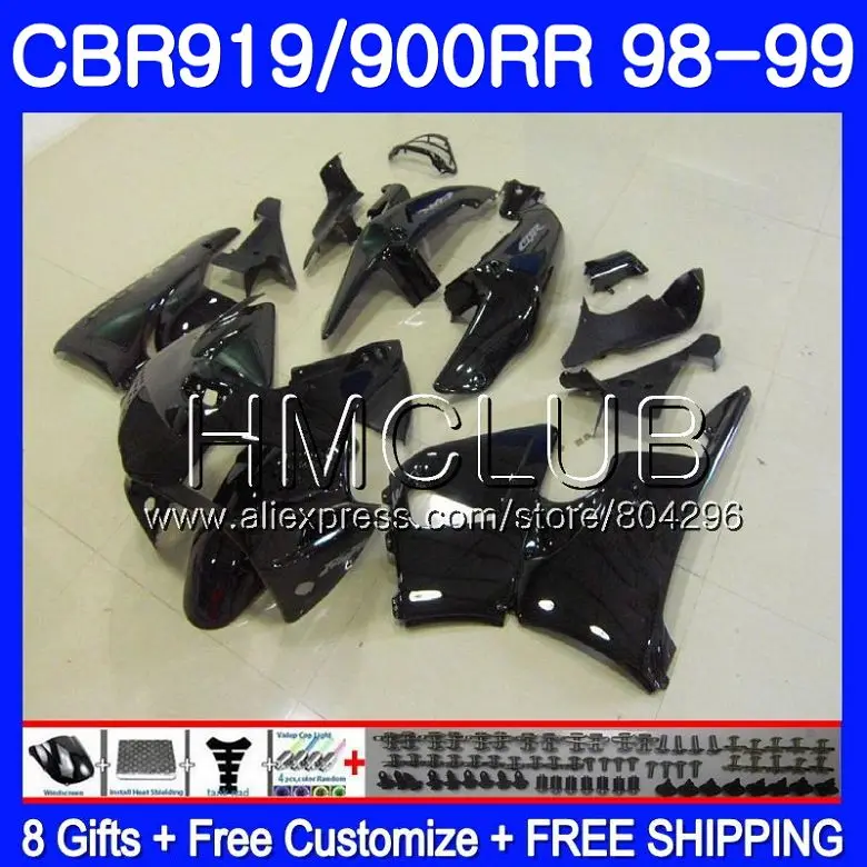 

Body For HONDA CBR 900RR CBR 919RR CBR919RR 98 99 69HM.4 CBR900 RR CBR 919 RR Glossy black CBR900RR CBR919 RR 1998 1999 Fairing