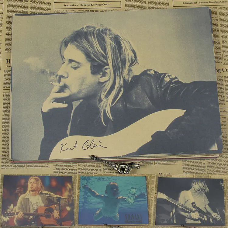 

Nirvana Kurt Cobain kraft paper rock band poster decorative painting
